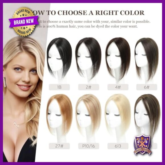 14 Inch Real Human Hair Topper No Bangs Lace Base Thinning Hair main image 4